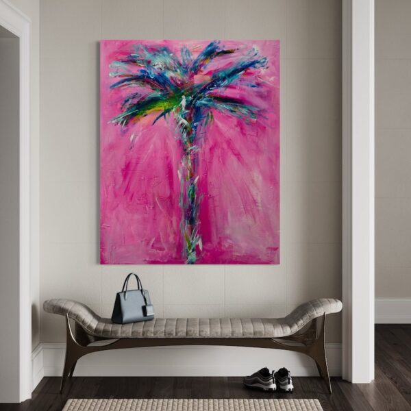 "Pink Palm Delight" 48"x60" Palm Trees