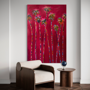 "Desert Glow" 48"x72" Palm Trees 48"x72” Original Hand Painted by Warren Knapp An American Impressionist